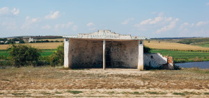 Bus stop in Sacarovca, Sîngerei district.